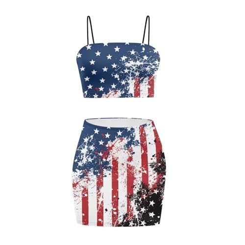 Image of 2025 Sexy Spaghetti Strap Crop Tops and Bodycon Skirt Casual 2 Piece Set S-4XL