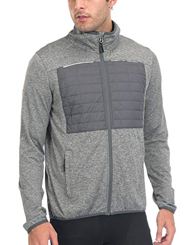 Little Donkey Andy Men's Insulated Full-Zip Running Shirts Thermal Hybrid Jacket Long Sleeve Quick Dry Sportswear Gray Heather XL