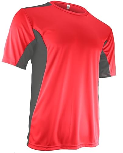 Epic Adult Color Block Performance Crew T-Shirt Red/Grey L