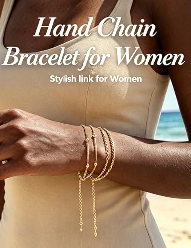 4PCS 14K Gold Plated Hand Chain Bracelet for Women, Dainty Stackable Ring Bracelet Set with Cubic Zirconia, Adjustable Hand Jewelry for Beach, Summer Vacation, Elegant Gift for Women - image 3