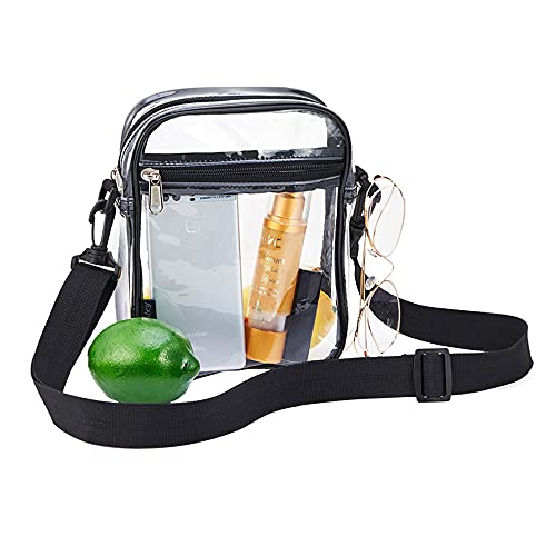 Clear Cross body Bag, Clear Purse Tote Bags for Women, Stadium Approved Clear Crossbody Bags, Adjustable Transparent Purse for Concerts, Travel, Business