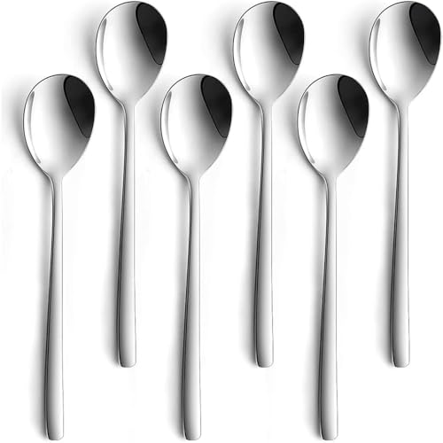 Image of Stainless Steel Dinner /Table Spoons, Silver Elliptical Head, Spoon Set, Length 21 cm (6 Pieces Silver Spoon)