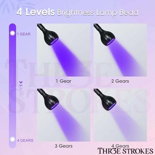 Image of THR3E STROKES UV Light for Nails - 3W LED Nail Dryer with Gooseneck Clamp & USB Charge for Salon /Home (Black-B)