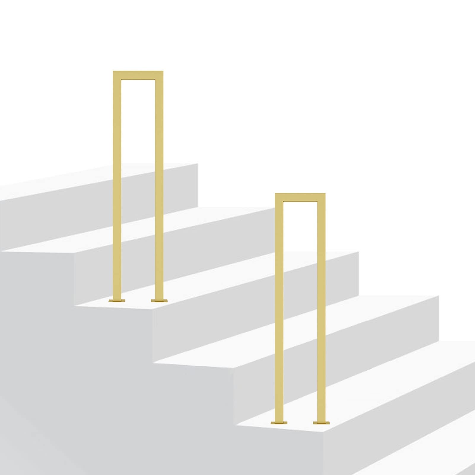 Meiiron Gold Stair Handrail For Outdoor Steps Fit 1 Steps Transitional Handrail With Installation Kit Handrail For Stairs Outdoor Metal Iron Stair Railing Sturdy Metal Barckets (Color : Size : 65Cm(25.6")