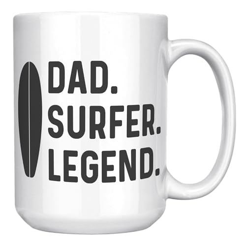Taza de cerámica blanca 15oz para papá surfista miniatura 1