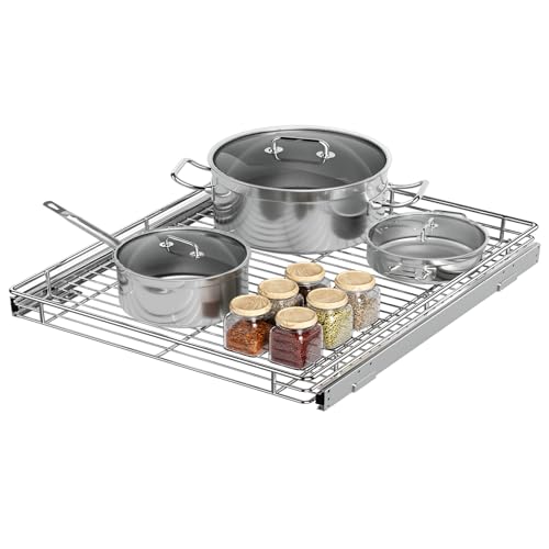 Pull Out Cabinet Organizer with Chrome Finish (26.8 x 21 in)