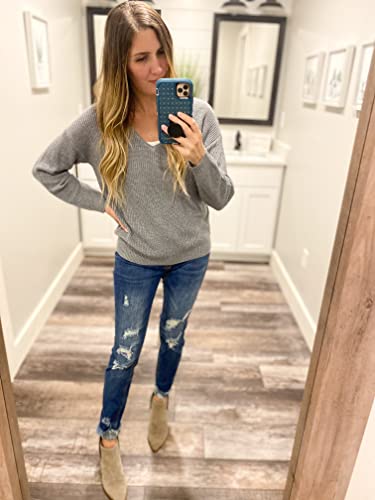 Image of II ININ Women's Fall Sweater 2024 Long Sleeve Tops Fashion Outfits Trendy Casual V Neck Oversized Pullover Sweaters