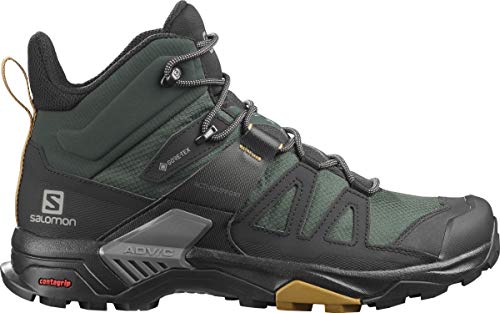 Image of Salomon Men's X Ultra 4 MID GTX Hiking Shoe, Green Gables /Black /Cumin, 8.5