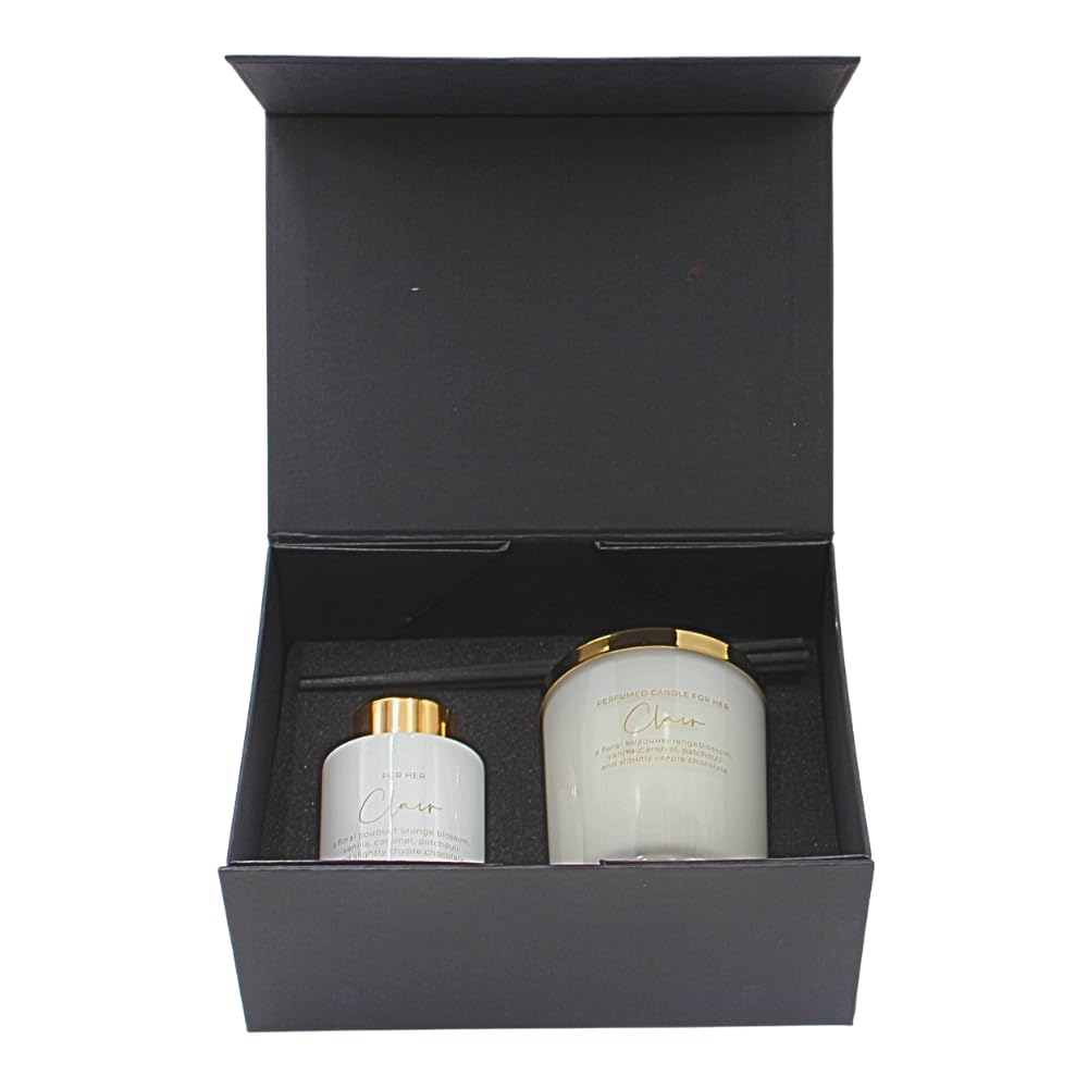 Dekohelden24 Set regalo di alta qualità con candela profumata e diffusore, regalo pronto per donne, set regalo per donne, candele regalo di alta qualità, 23 x 17 x 10 cm (lunghezza x larghezza x