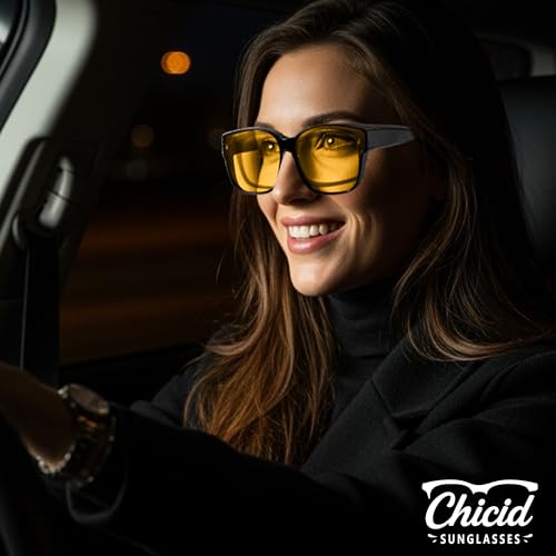 Chicid Night Vision Driving Glasses Women Men Anti Glare Fit Over Polarized Nighttime Sunglasses2