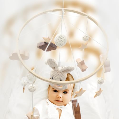 Mobile berceau lapin et nuages 3D pour apaiser la chambre de bébé - 6