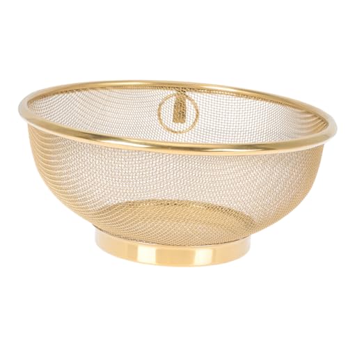 BAZEITFLOW Colador Cedazo de Malla Fina Acero Inoxidable 26 Cm Filtro Colador para Cocina de Arroz y Filtrado de Aceite Utensilio Doméstico Multifuncional Color Dorado