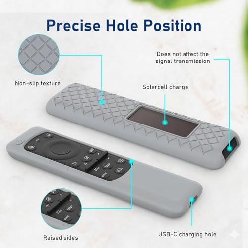 Image of Silicone TV Remote Cover Compatible with Samsung Smart TV Remote 2023 BN59-01432G BN59-01432A (Samsung Smart TV 2023 Model Solar Remote Cover - Style 8, Grey - Style 8)