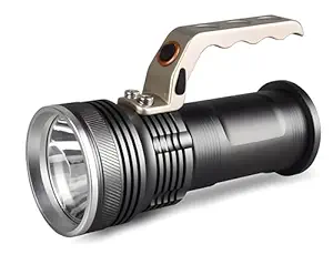 Breewell Metal Rechargeable LED Flashlight Torch, Silver & Black
