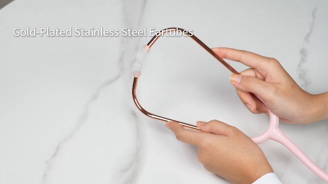 Image of Scienlodic Double-Sided Stethoscope with Ear Tips, Professional Stethoscope for Doctor Nurse Clinical Student Use, Customized Gold-Plated High-end - Light Pink | With Ear Tips, Professional Stethoscope for Doctor Nurse Clinical Student Use, Customized High-end Design