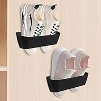 Domemit Wall Mounted Shoes Rack, Motorhome Shoe Holder, Wall Shoe Rack Shoe Hooks Self Adhesive or Drilling 2 Ways Installation, Campervan Accessories Essentials Gadgets, Door Shoe Hanger - 2Pack
