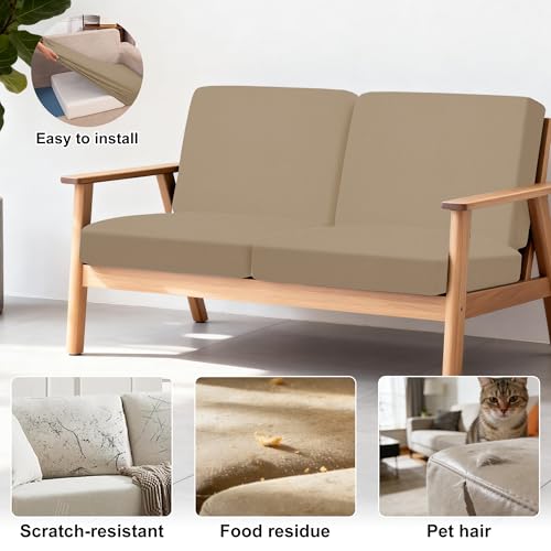 Image of BIETYONE 4Pcs Patio Stretch Cushion Covers,Outdoor Sofa Replacement Cover Slipcovers for Patio Furniture Cushion Covers, Washable Reusable Furniture Protector