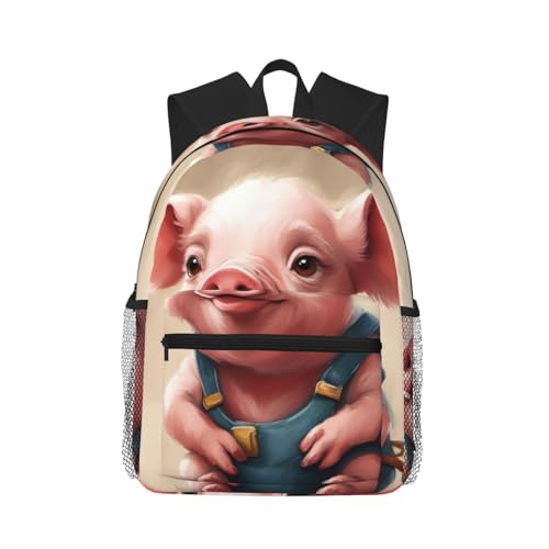 Sac à dos cochon coquin noir unisexe avec poches taille unique