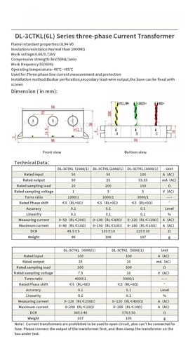 Transformateur de courant triphasé DL-3CTKL pour mesure de précision AC 1000/1 - 3