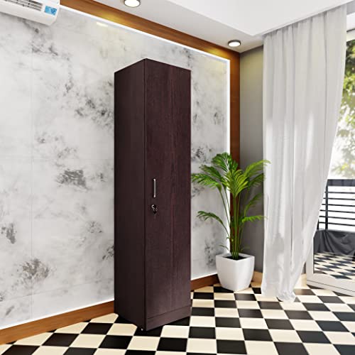 Image of VIKI Wardrobe | Wooden Almirah for Clothes,Door for Bedroom, 1 Door Wardrobe with Doors (Dark Wenge - 40D x 40W x 180H) | 1 Year Warranty | DIY