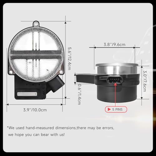 Image of Mass Air Flow Sensor Meter MAF Compatible with GMC, Chevy, Cadillac & More Silverado, Escalade, Tahoe, Suburban, Yukon XL, Replaces Mass Airflow Sensor OE 25318411,25168491