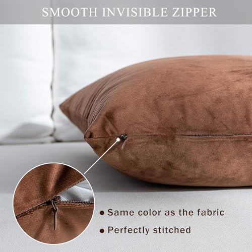 Image of AAZEEM Decorative 12 x 12 Inch Throw Pillow Covers Set of 3 | Super Soft Velvet Pillows|Fall Pillowcase for Living Room Bedroom Sofa Couch Cushion Cover | Velvet