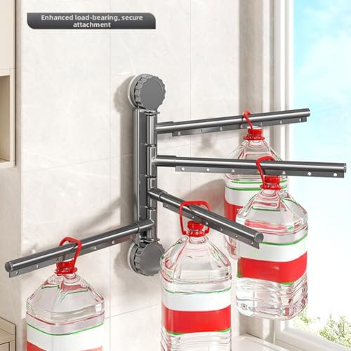 Porte-serviettes mural à bras rotatifs gris support ventouse douche