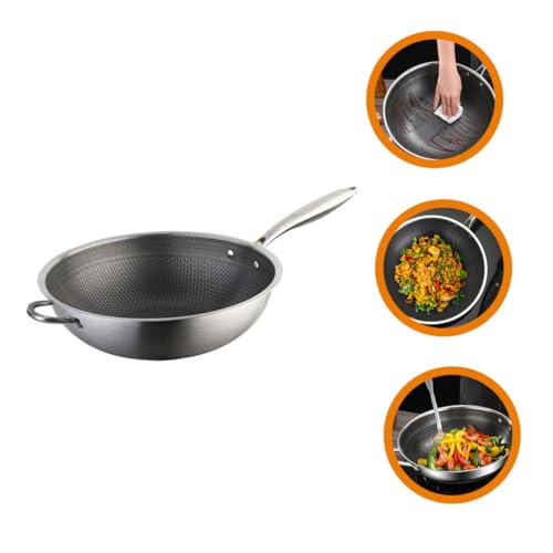 Wok de acero inoxidable antiadherente con doble asa miniatura 3