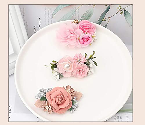 Flymind 3Pcs Baby Girls Flower Bow Hair Clips Floral Barrettes Hair Bow Accessories For Newborn Infant Toddler Kids Baby Girls (D) #TOP4