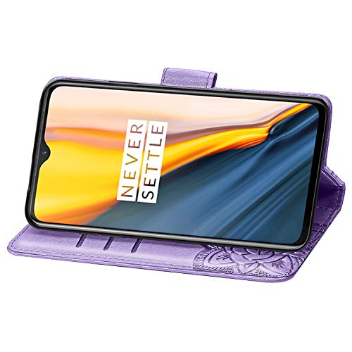 DAMONDY for TCL ION X Flip Case,Butterfly Embossed Flowers PU Leather Magnetic Flip Cover Stand Card Holders Hand Strap Wallet Purse Case for TCL ION X -Light Purple