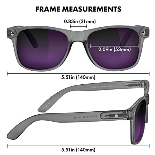 Men's Polarized Leonard Rectangle Sunglasses 100% UV Protected Matte Dark Grey Purple Mirror4