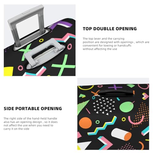 90s Geometric Style Travel Luggage Cover Elastic Suitcase Protector Washable Baggage Covers For Trunk Case Fits 22-24 Inch Luggage4