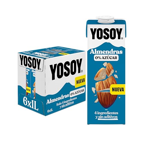 YOSOY Bebida Vegetal de Almendras Sin Azúcar, pack de 6 x 1L