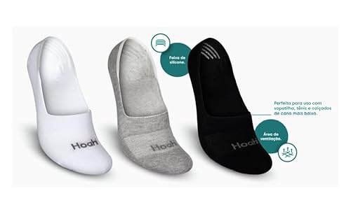 Kit Meias Sapatilha Invisível Unissex Algodão Confortável Calcanhar Verdadeiro Clássico Resistente M