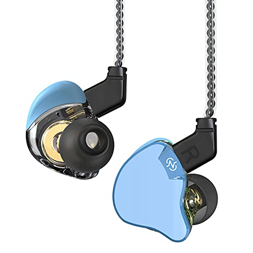 CCZ Emerald DD+BA Hybrid In-Ear HiFi Auriculares, 10mm doble circuito magnético DDD+30095 BA Unidad Auriculares con 4 núcleos 4N OFC Cable 2PIN Auriculares en el monitor de oído (azul, micrófono) Cover