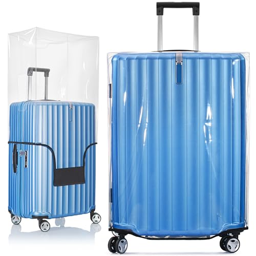 Image of BlueCosto Luggage Cover for Suitcase - Clear PVC Baggage Protector - Travel Accessory - Universal Cover w /Hook & Loop Closure, Klar, fur 28-29 Zoll Koffer, Clear