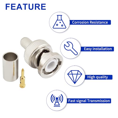Conector BNC macho para cable coaxial RG-8X, pack 10 miniatura 3