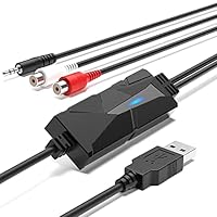 DigitalLife USB 2.0 Audio Capture Card Grabber - Dual-RCA/3,5-mm-Eingangsoption für Schallplatten, Kassetten und Mini-Disc, Kompatibel mit Windows 10,11, macOS 15.1.1, Linux
