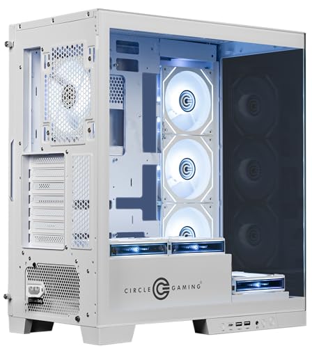 Image of Circle Defender ZX7 Mid-Tower Gaming Cabinet - White | Supports ATX, M-ATX, ITX | Reverse Connector Motherboard Compatible | 3X Front, 3X Bottom, 1X Rear 120MM ARGB Fans with Infinity Mirror