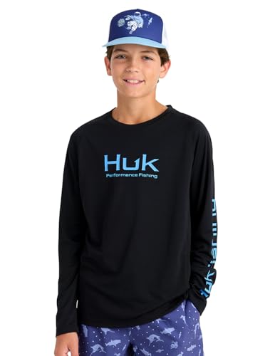 HUK Boys Pursuit Solid Long Sleeve, Fishing Shirt for Kids