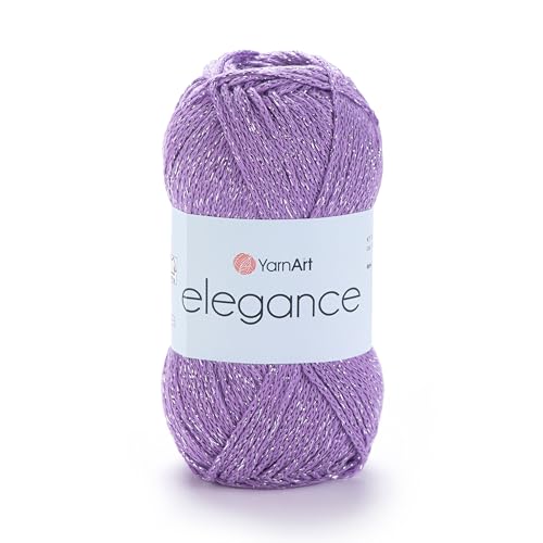 Image of YarnArt Elegance Sparkly Yarn - Metallic Cotton Blend, Fine Sport for Knitting & Crochet, Lightweight Thread for Shawls & Sweaters, 50g (130m), Lilac - (1, 111)