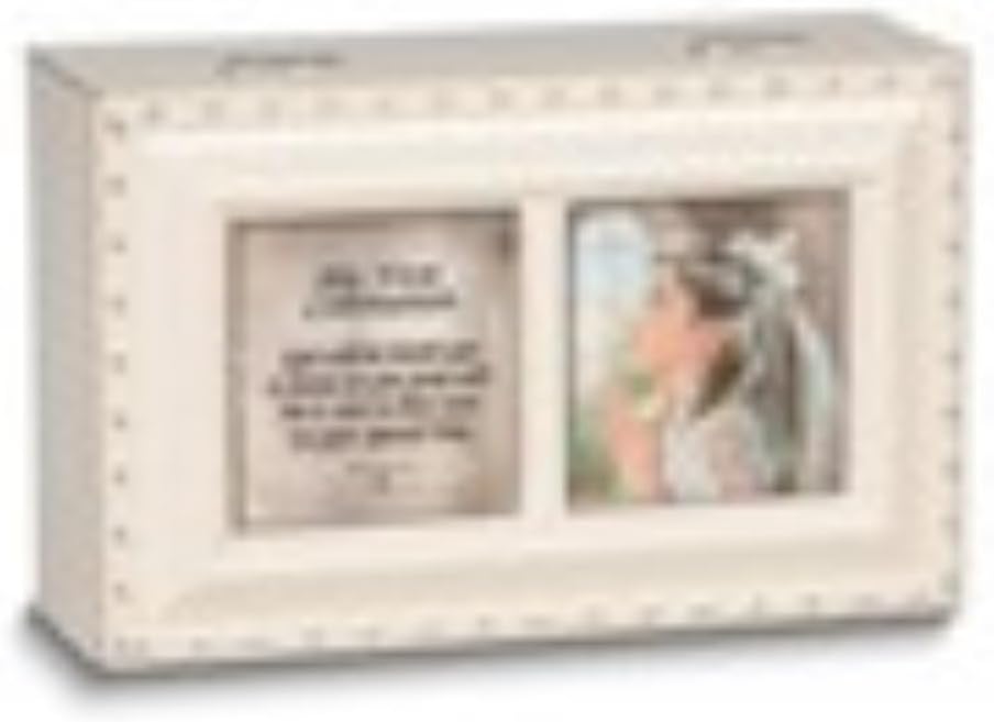 Diamond2Deal Ivory Resin My First Communion Sentiment Music Box (Plays Ave Maria) (Length-6in, Width-3.9in)
