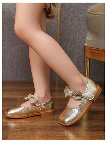 GORGLITTER Girl's Dress Shoes Bow Cute Ballerina Flat Sandals Close Toe Flats4