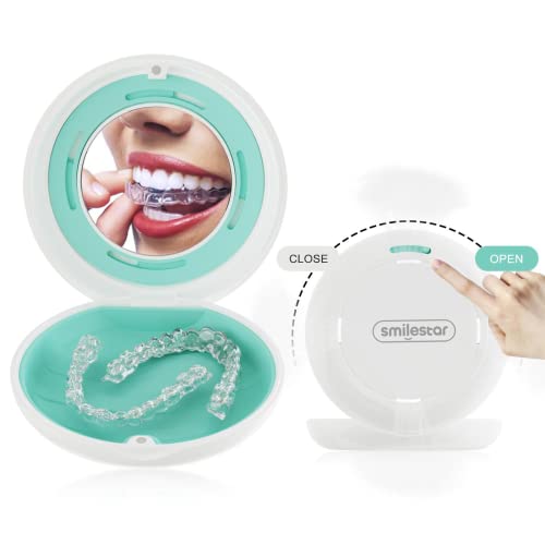 Estojo de suporte compatível com Invisalign, capas de alinhador fofas com orifícios de ventilação espelhados e deslizantes, suporte de proteção bucal fino, recipiente para dentadura Grillz, estojos de proteção dentária brancos