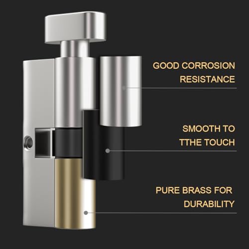 Bwintech 1 Stück 35T/35mm Euro Messingzylinder, 70mm Knauf/Schlüssel zylinderschloss mit 5...