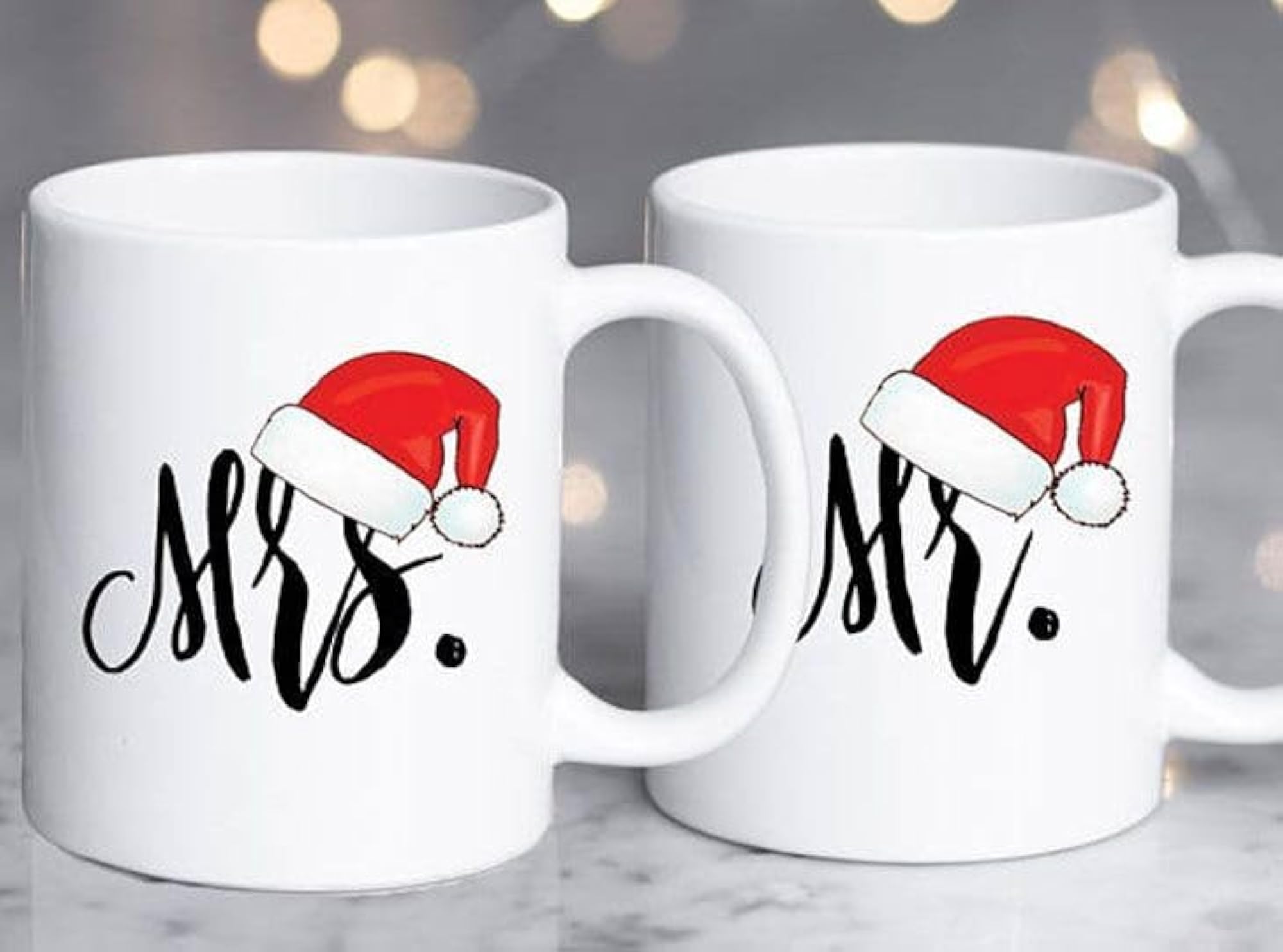 Classic Ceramic Coffee Mug Set for Couples, Marble & Gold Design