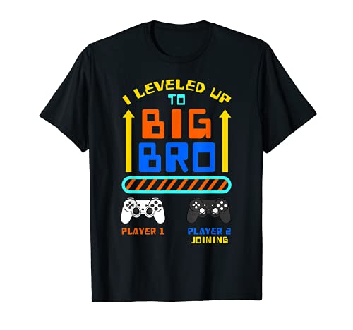Big Bro Level Up Player 1 jugador 2 regalo de anuncio de hermanos Camiseta