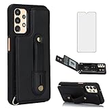 Asuwish Phone Case for Samsung Galaxy A13 4G/5G Wallet Cover with Screen Protector and RFID Blocking Card Holder Crossbody Strap Lanyard Leather Cell A04s M13 G5 A 13 LTE 13A 2022 Women Men Black - Image 1