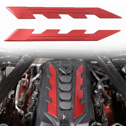 Image of Sekhyna Engine Bay Panel Cover Trim 2PCS Compatible with Corvette C8 Stingray 2020-2025 Engine Cover Left Right Protective High Temperature Resistance Cover Trim Accessories (Red)