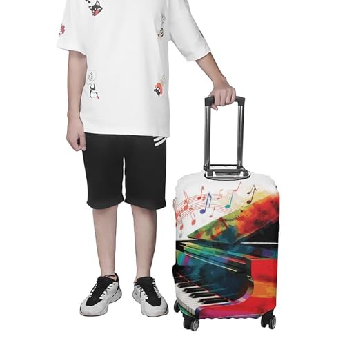 Colorful Piano Keyboard Music Printed Luggage Cover Protector, Fits 18-32 Inch Luggage 6
